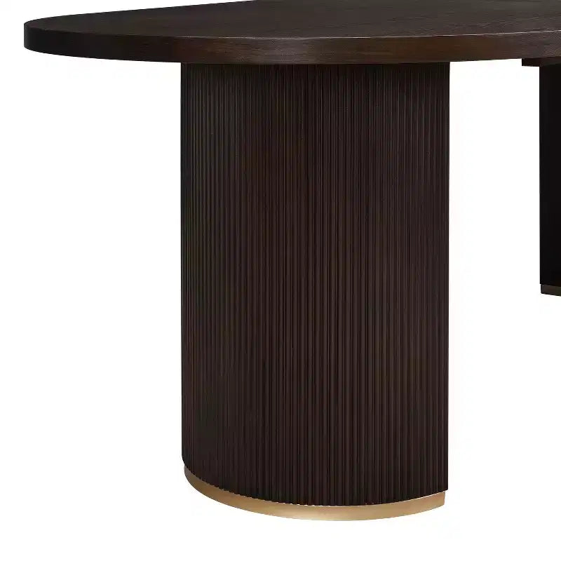 Tavolo da pranzo moderno minimalista ovale Damian 88" 6 posti con base a doppio piedistallo espresso