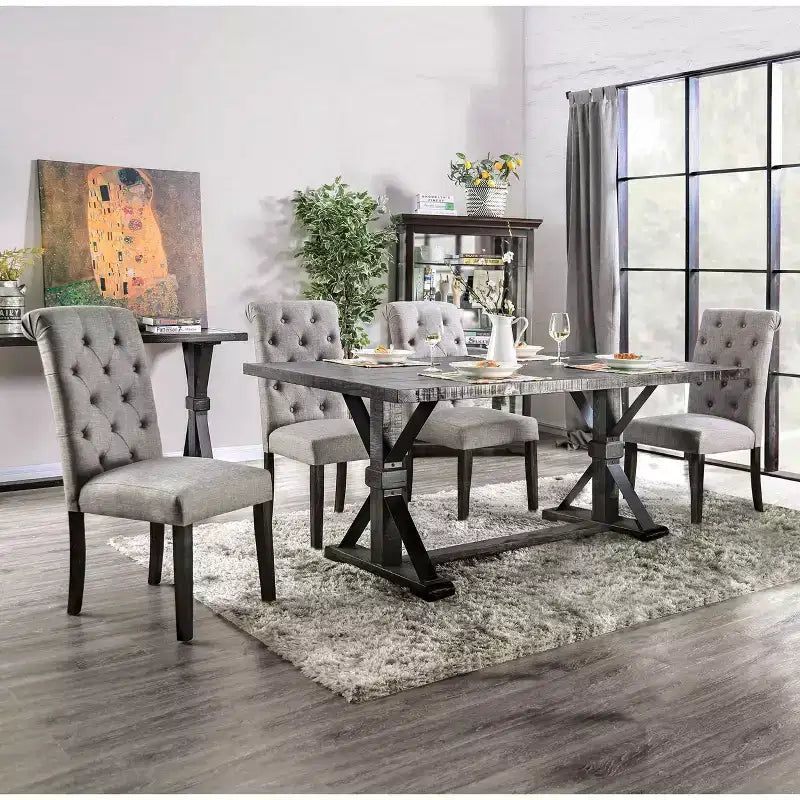 Sedia Hepburn Nero Anticato/Grigio Chiaro