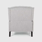 Poltrona Reclinabile Grande Apaloosa con Schienale Alto e Schienale a Pressione Grigio Chiaro: Trapuntata, Profili Borchiati, Gambe in Legno