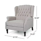 Poltrona Reclinabile Grande Apaloosa con Schienale Alto e Schienale a Pressione Grigio Chiaro: Trapuntata, Profili Borchiati, Gambe in Legno