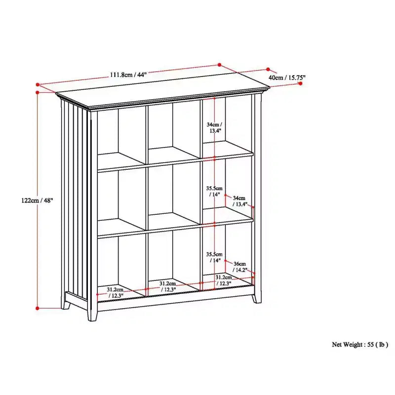 Libreria e unità di archiviazione a 9 cubi Normandy 48x44
