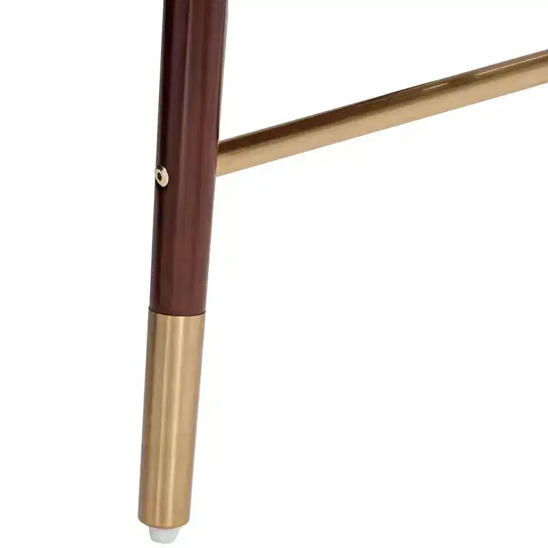 Sgabello da Bar Noce Marrone 25 1/2 Alto Metà Secolo Pelle Nera con Schienale per Bancone Cucina Isola