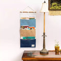 Organizzatore da appendere alla porta dell'armadio a 2 scomparti, borsa portaoggetti a parete con 3 tasche in tessuto di cotone foderato, 11,75x27 pollici